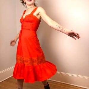 🎉HP🎉Orange Vintage Prairie Style Boho Sundress